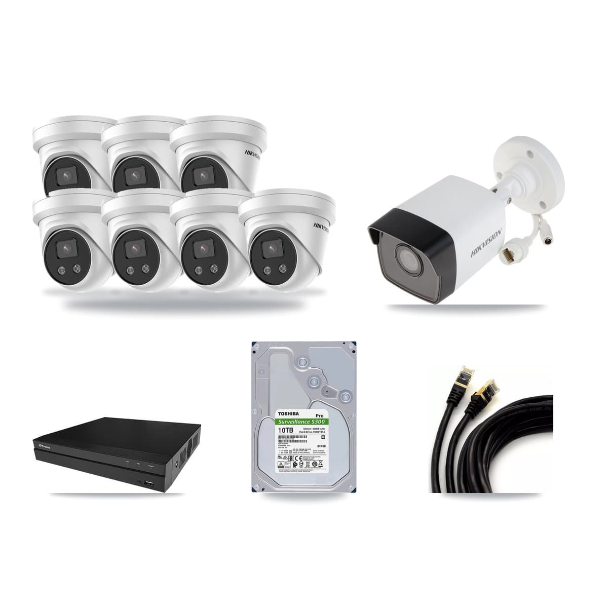 Hikvision & Prolux 8-Channel 5MP CCTV Kit — 1 Bullet + 7 Turret Cameras + 10TB Recording - Image 1