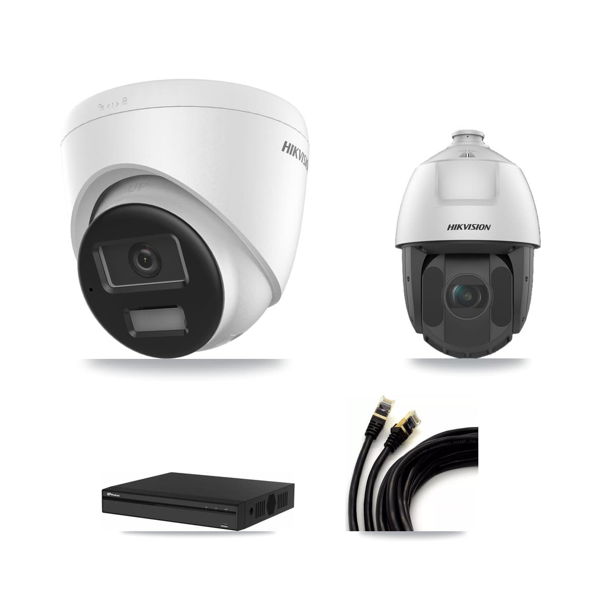 Hikvision & Prolux 4-Channel 2MP – 4K CCTV Kit — 3 4K Turret + 1 2MP PTZ Cameras + 8TB Recording