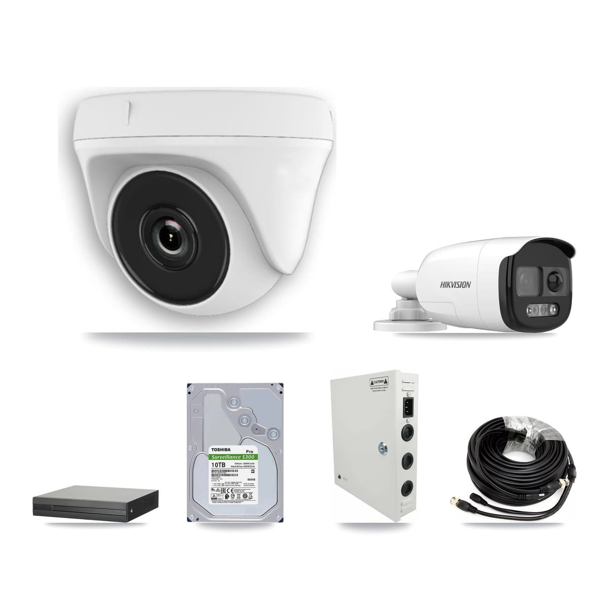 Hikvision 16-Channel 2MP – 5MP CCTV Kit — 4 DS-2CE12KF3T 5MP Bullet + 8 White HDT-2MP-N20W 2MP Dome Cameras + 10TB Recording
