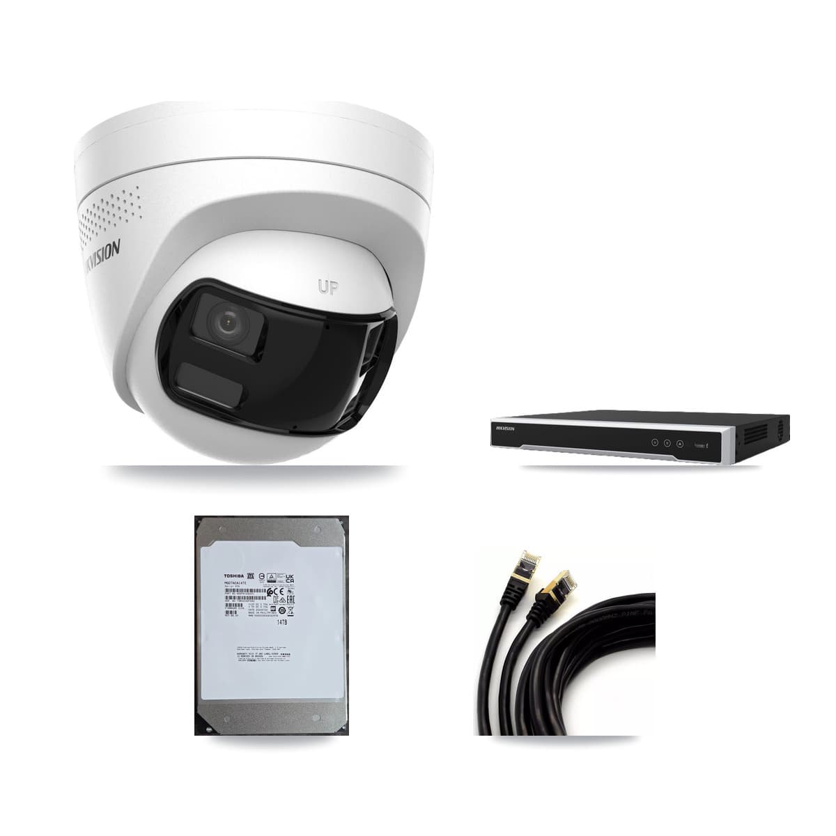 Hikvision 16-Channel 4K CCTV Kit — 11 DS-2CD1383G2P Turret Cameras + 2× 14TB Recording (DS-7616NI-M2 Recorder)