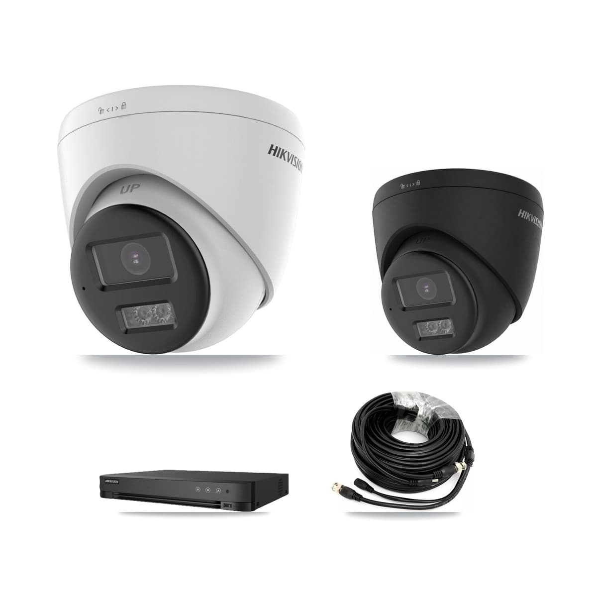 Hikvision 8-Channel 5MP – 4K CCTV Kit — 4 DS-2CE78K0T-LTS 5MP + 1 Black DS-2CE78U0T-LTS-BLACK 4K Turret Cameras + 8TB Recording (IDS-7208HUHI-M1/E Recorder)