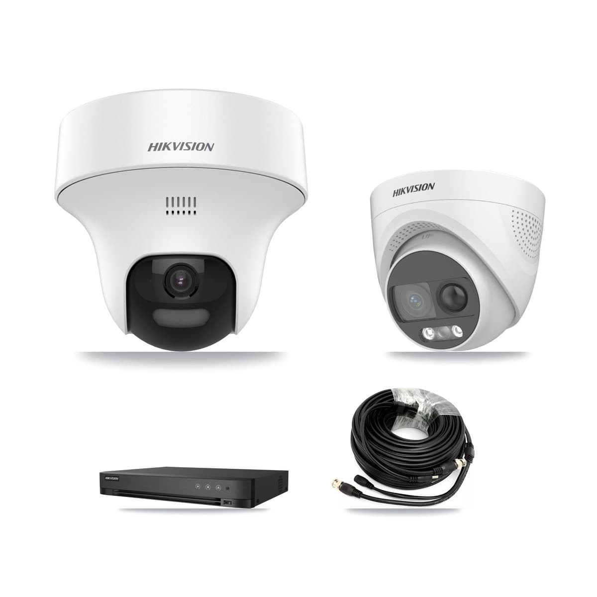 Hikvision 4-Channel 5MP CCTV Kit — 1 DS-2CE70K0T + 1 DS-2CE72KF3T Turret Cameras + 3TB Recording (IDS-7204HQHI Recorder)