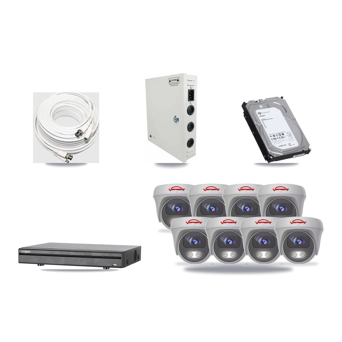 Dahua 8-channel CCTV kit: 8 cameras (8× 5MP Camera), 6TB hard drive