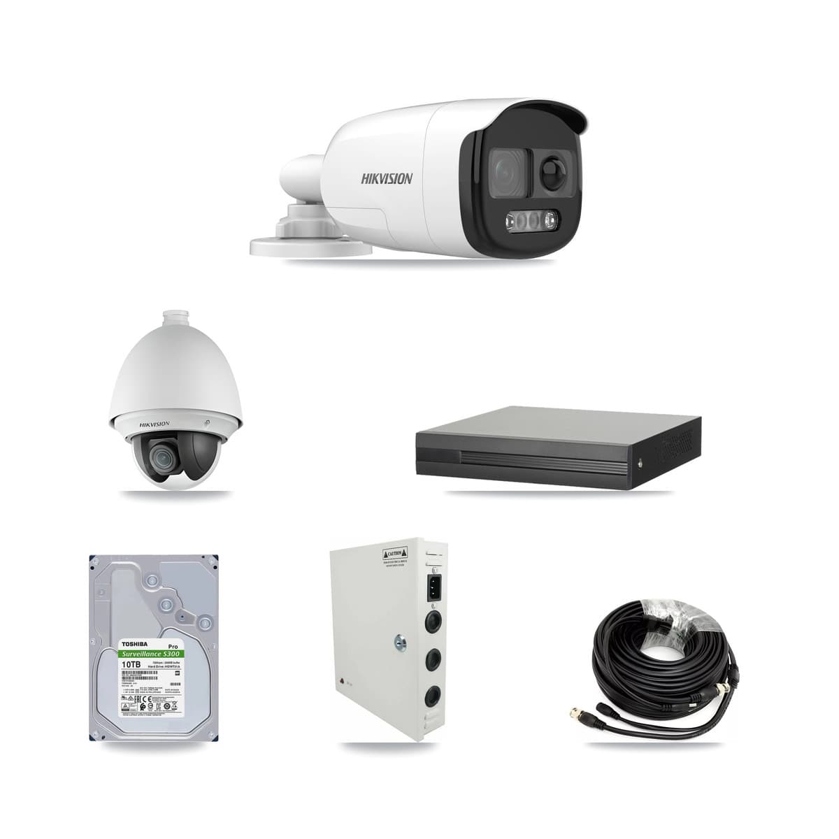 Hikvision 16-Channel 2MP – 5MP CCTV Kit — 1 2MP PTZ + 13 5MP Bullet Cameras + 10TB Recording