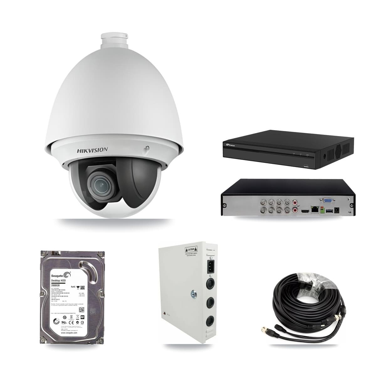 Hikvision & Prolux 8-Channel 2MP CCTV Kit — 3 PTZ Cameras + 2TB Recording (PXD-5108HS Recorder)