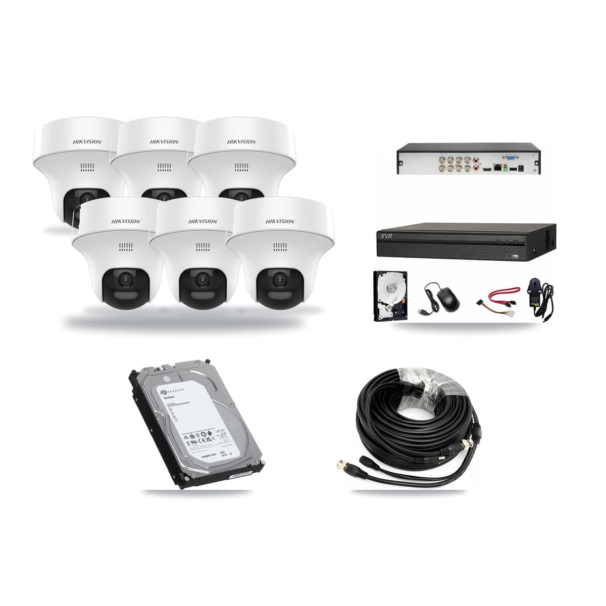 Hikvision & Dahua 8-Channel 5MP CCTV Kit — 6 DS-2CE70K0T Turret Cameras + 6TB Recording - Image 1