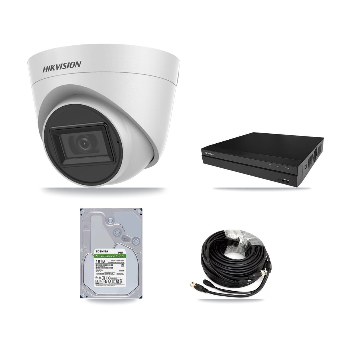 Hikvision & Prolux 8-Channel 5MP CCTV Kit — 7 White Turret Cameras + 10TB Recording (PXD-5208AN Recorder)