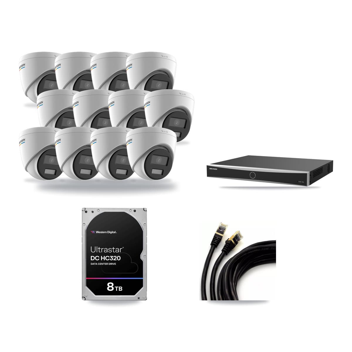 Hikvision 16-Channel 2MP CCTV Kit — 12 Turret Cameras + 8TB Recording (DS-7616NXI Recorder) - Image 1