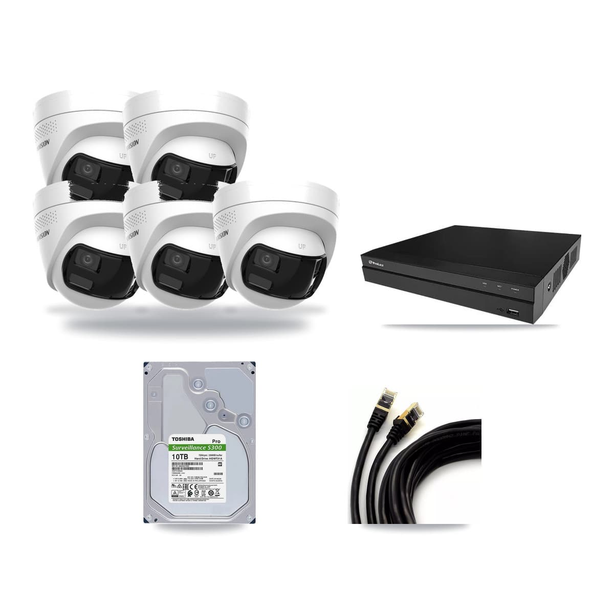 Prolux 8-Channel 4K CCTV Kit — 5 Turret Cameras + 10TB Recording - Image 1
