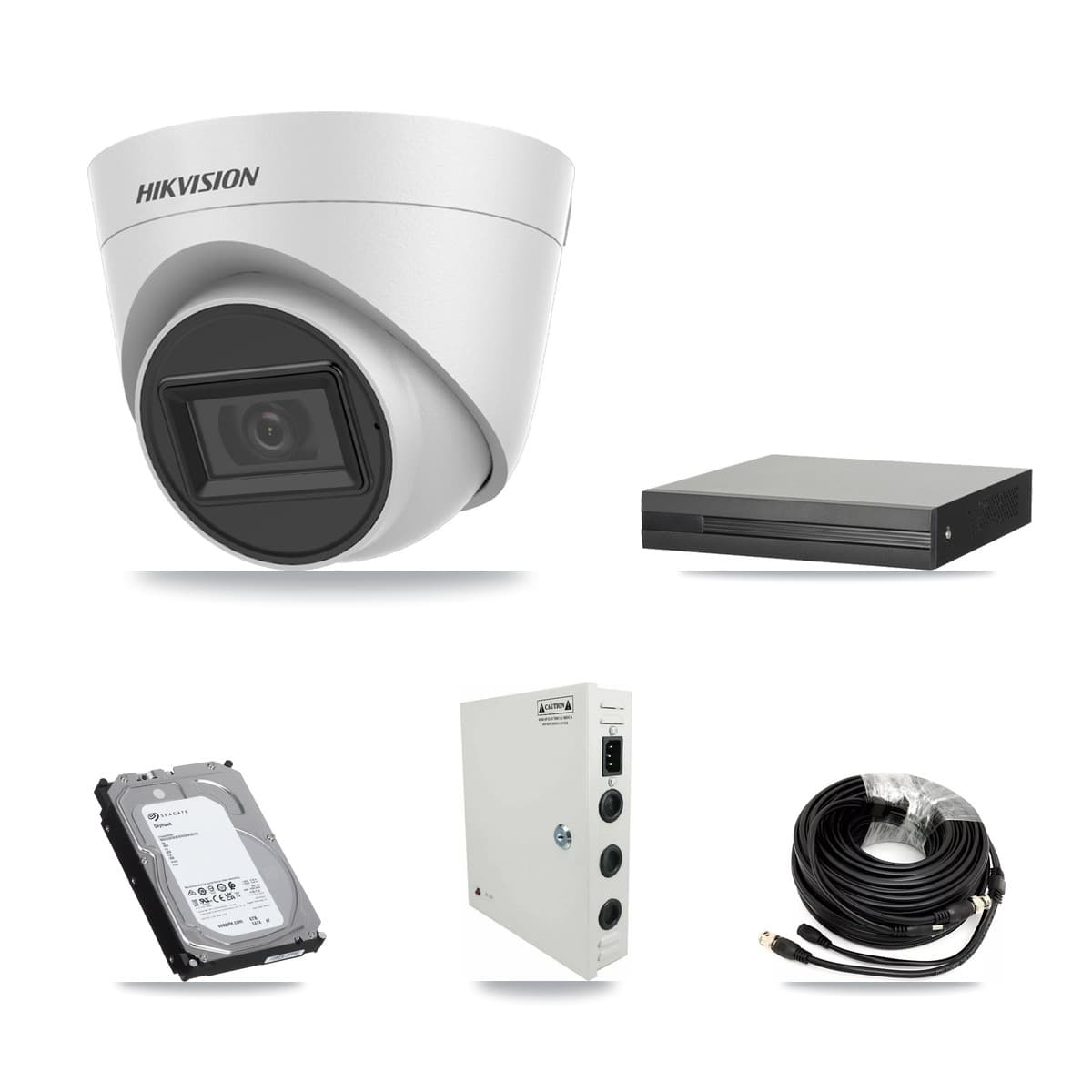 Hikvision 16-Channel 5MP CCTV Kit — 12 White Turret Cameras + 6TB Recording (XVR-3116HS Recorder)