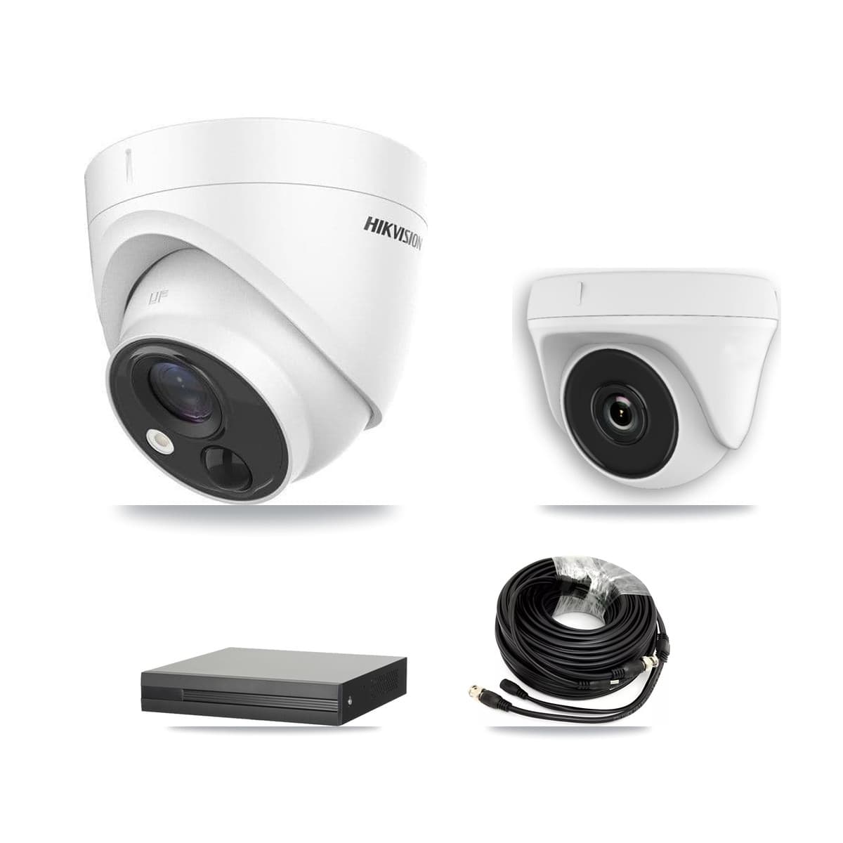Hikvision 8-Channel 2MP – 5MP CCTV Kit — 4 DS-2CE71H0T 5MP Turret + 4 White HDT-2MP-N20W 2MP Dome Cameras + 8TB Recording (XVR-3108HS Recorder) - Image 1