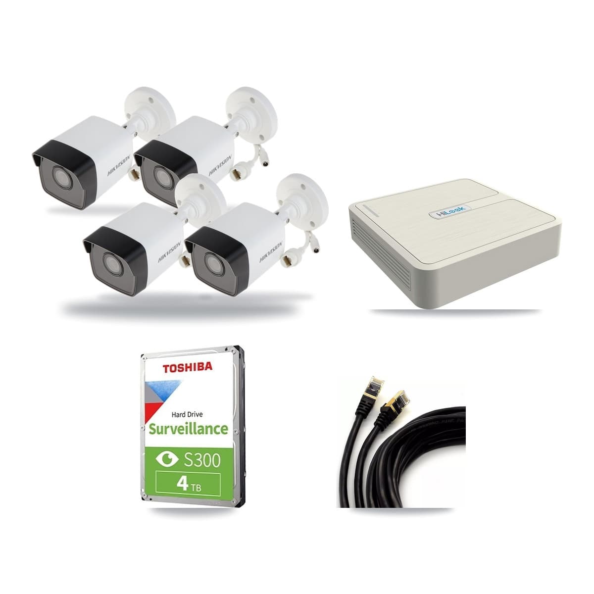 Hikvision & HiLook 8-Channel 5MP CCTV Kit — 4 Bullet Cameras + 4TB Recording (NVR-108H-D Recorder) - Image 1