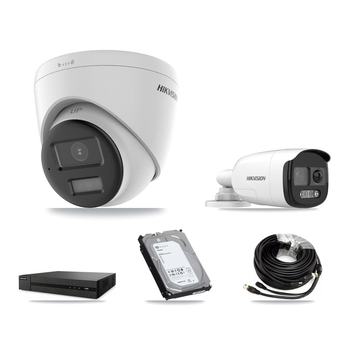 Hikvision 8-Channel 5MP – 4K CCTV Kit — 1 5MP Bullet + 3 4K Turret Cameras + 6TB Recording (DVR-8CH Recorder)