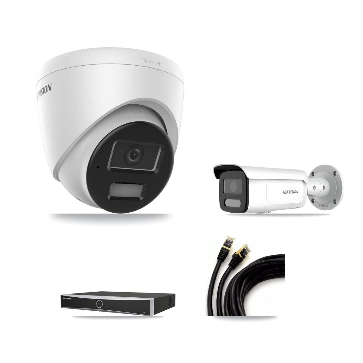 Hikvision 4-Channel 4MP CCTV Kit — 1 DS-2CD1343G2 Turret + 1 DS-2CD2T47G2H Bullet Cameras + 3TB Recording - Image 1