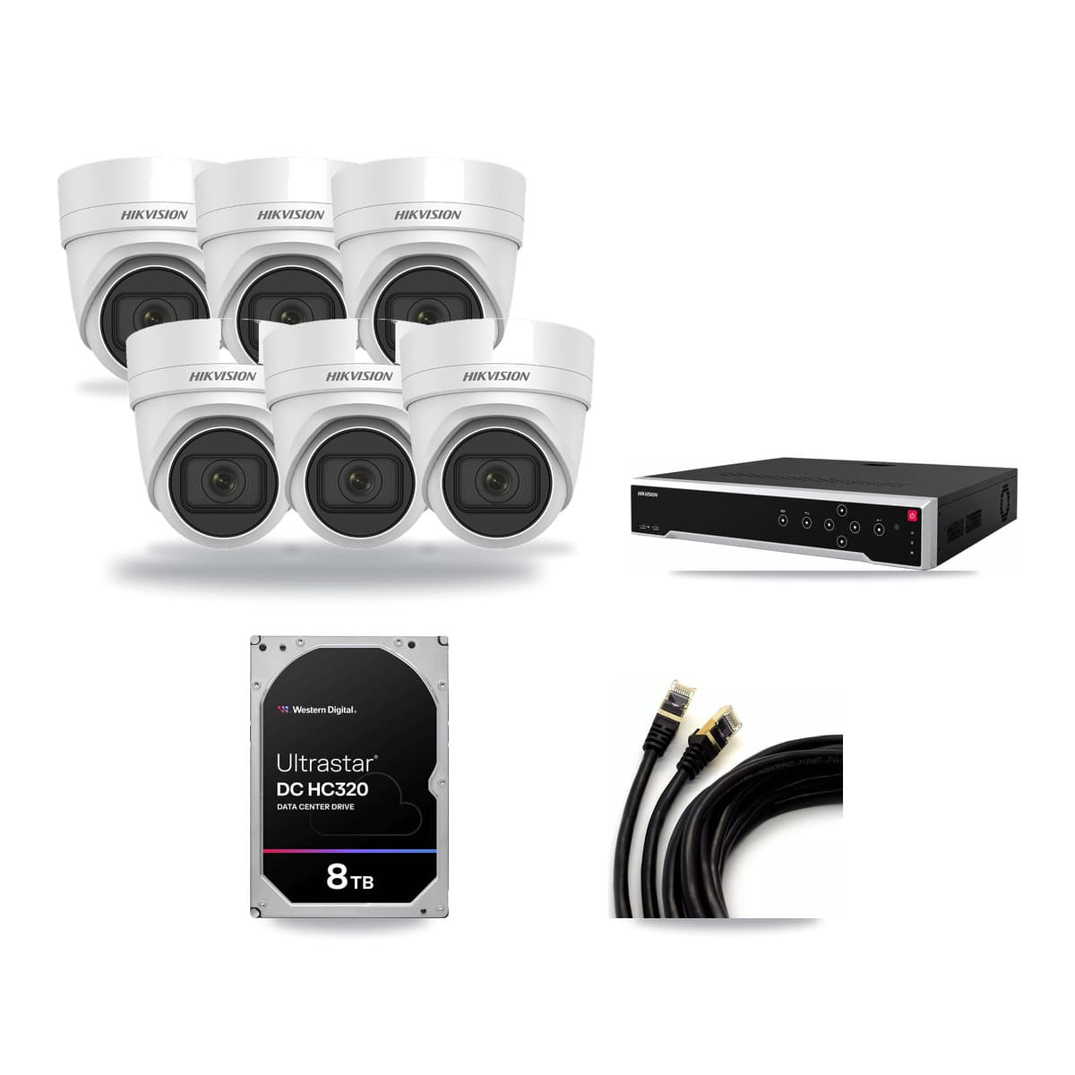 Hikvision 32-Channel 4MP CCTV Kit — 6 DS-2CD2H45FWD Turret Cameras + 8TB Recording - Image 1