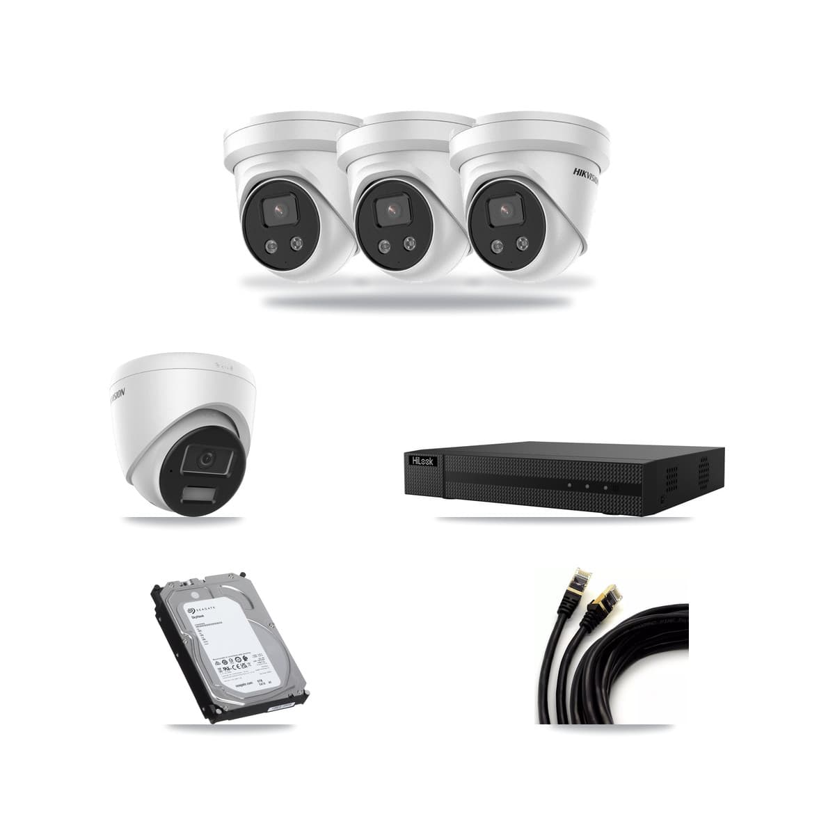 Hikvision & HiLook 8-Channel 4MP – 5MP CCTV Kit — 1 4MP + 3 5MP Turret Cameras + 6TB Recording (NVR-108MH-D Recorder) - Image 1
