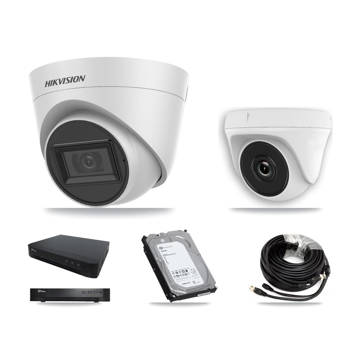 Hikvision & Prolux 16-Channel 2MP – 5MP CCTV Kit — 3 White 5MP Turret + 3 White 2MP Dome Cameras + 6TB Recording