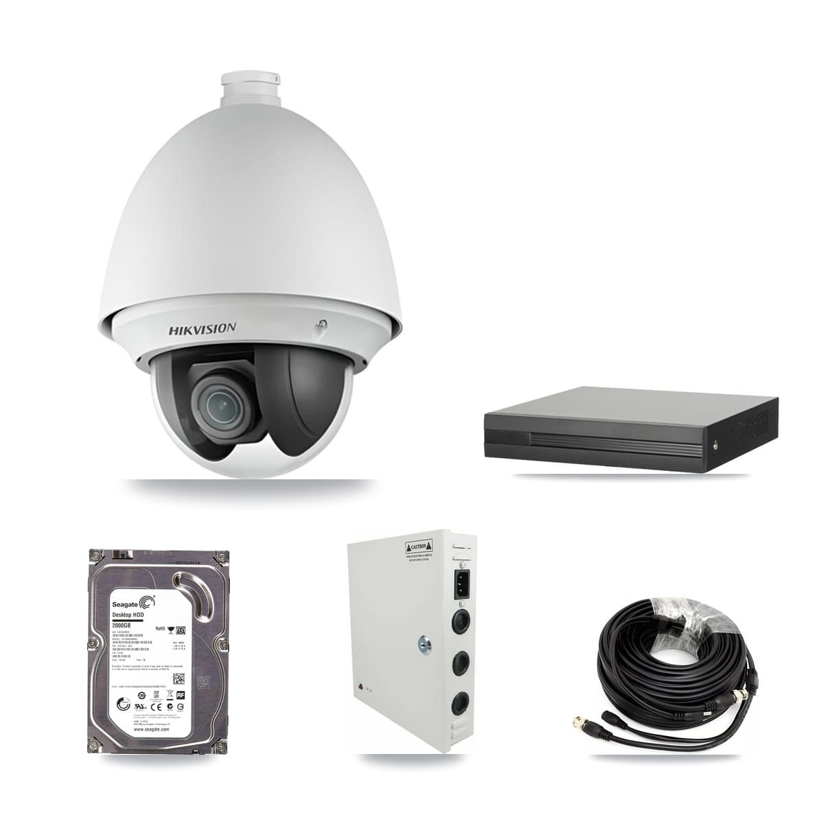 Hikvision 4-Channel 2MP CCTV Kit — 3 PTZ Cameras + 2TB Recording (XVR-3104HS Recorder)