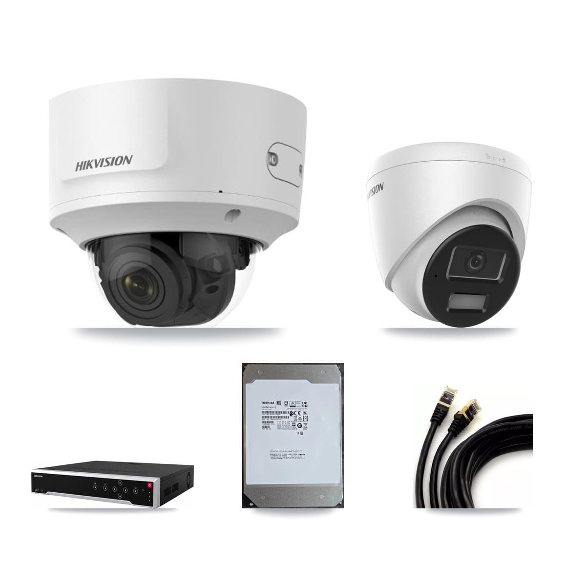 Hikvision 32-Channel 2MP – 4MP CCTV Kit — 5 4MP Turret + 12 2MP Dome Cameras + 14TB Recording