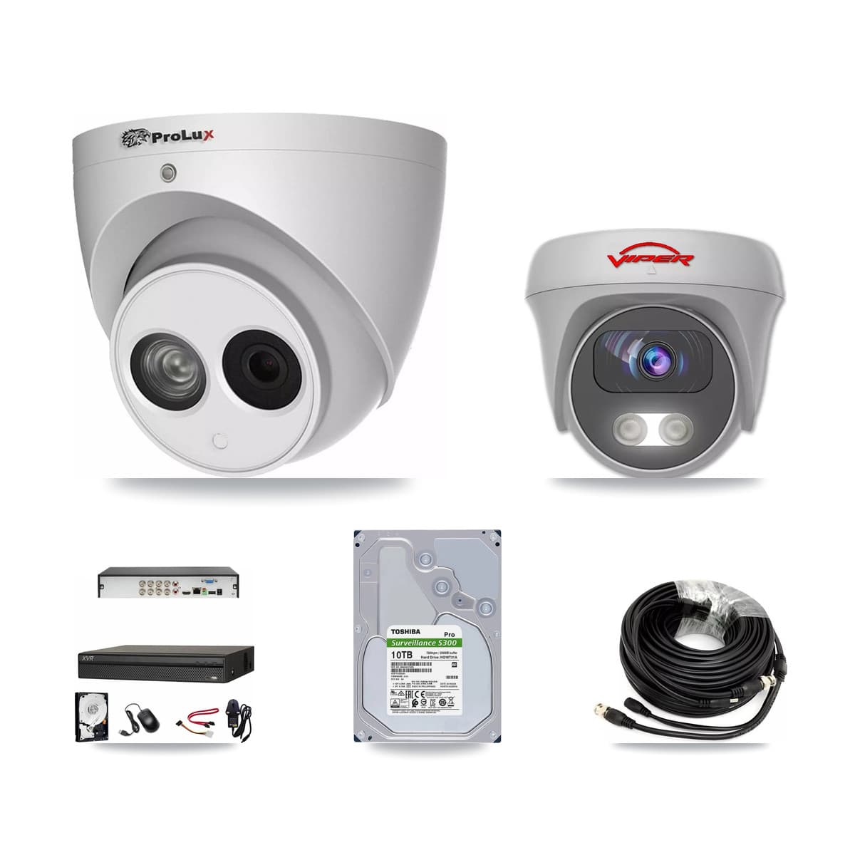 8-Channel 4MP – 5MP CCTV Kit — 7 4MP Turret + 1 White 5MP Cameras + 10TB Recording (XVR-3108AD Recorder) - Image 1