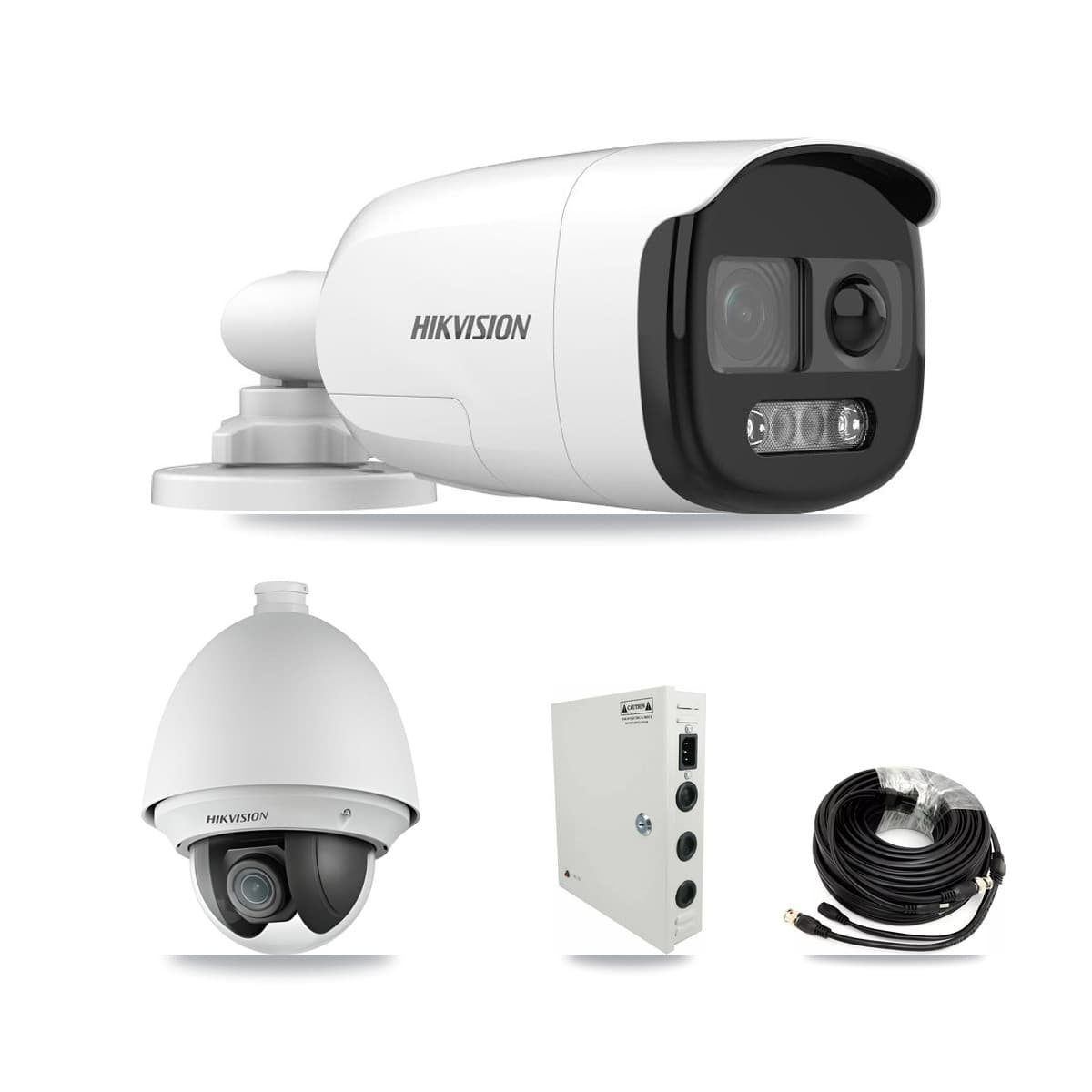 Hikvision 32-Channel 2MP – 5MP CCTV Kit — 1 DS-2AE4225T 2MP PTZ + 2 DS-2CE12KF3T 5MP Bullet Cameras + 3TB Recording (IDS-7332HUHI Recorder)
