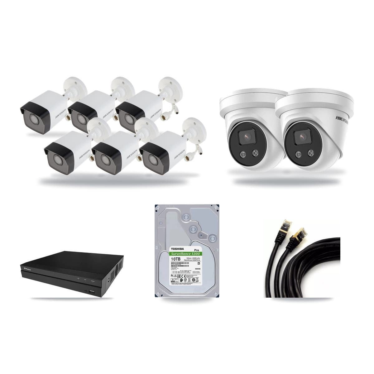 Hikvision & Prolux 8-Channel 5MP CCTV Kit — 6 Bullet + 2 Turret Cameras + 10TB Recording - Image 1