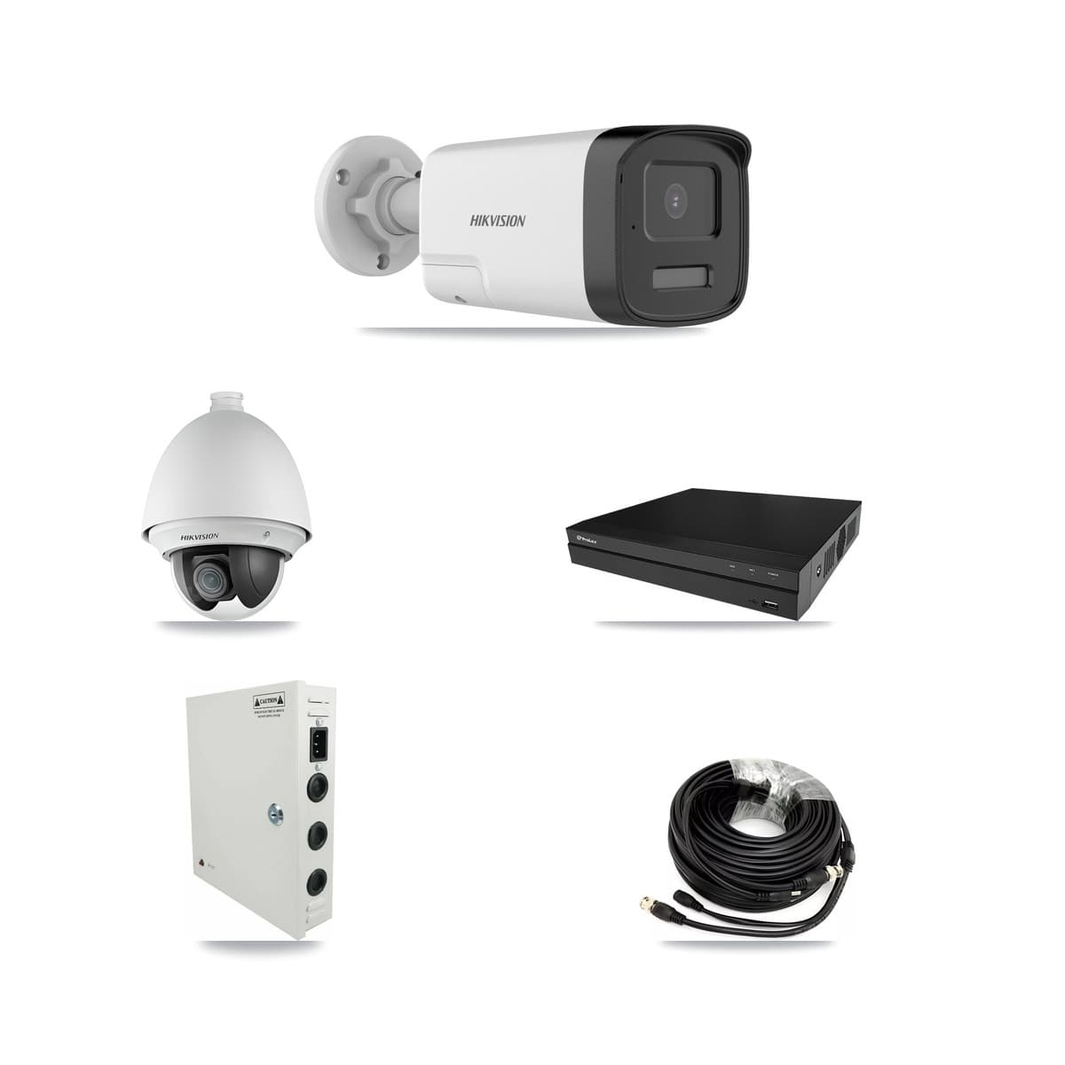 Hikvision & Prolux 8-Channel 2MP – 5MP CCTV Kit — 1 DS-2AE4225T 2MP PTZ + 2 DS-2CE17K0T 5MP Bullet Cameras + 3TB Recording