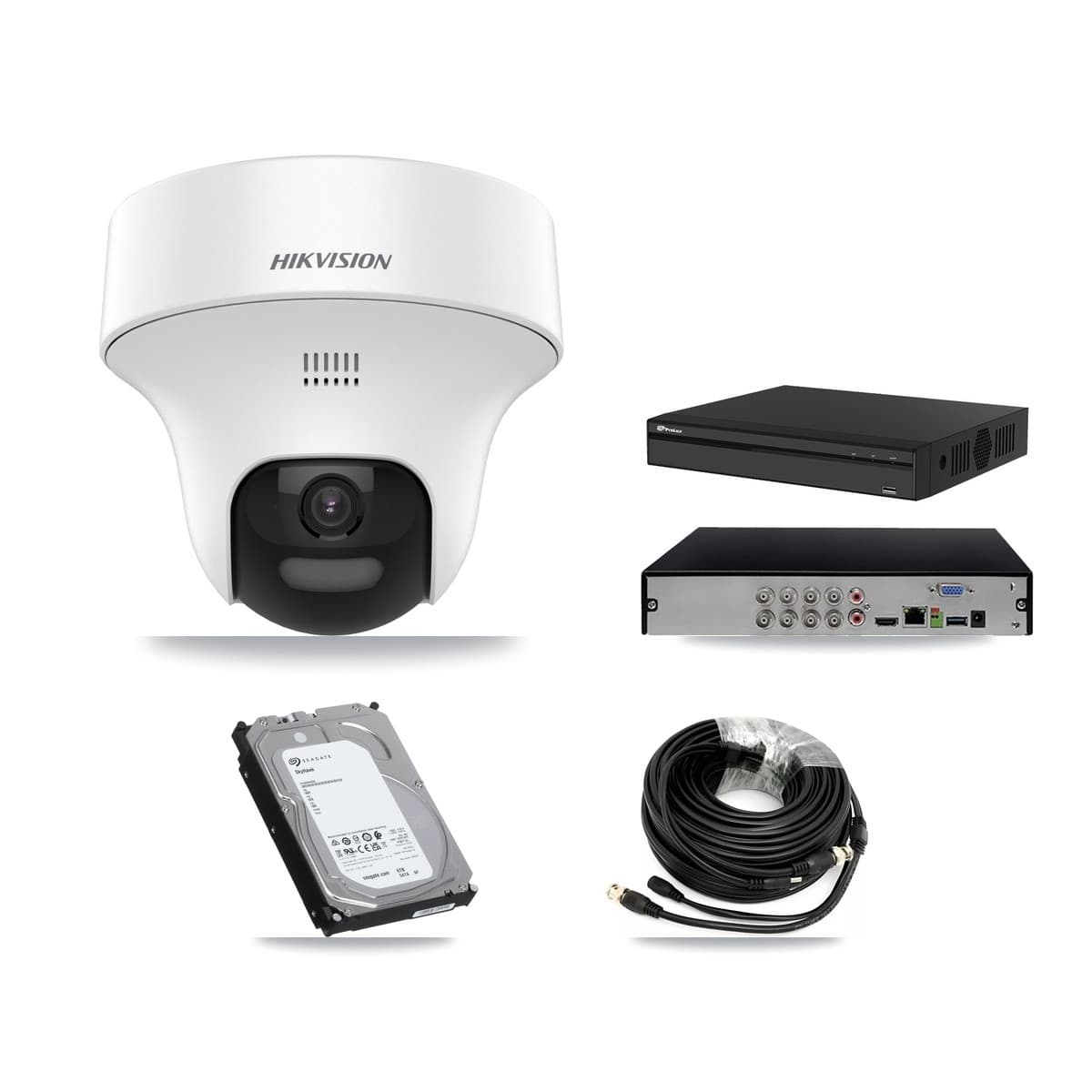 Hikvision & Prolux 8-Channel 5MP CCTV Kit — 5 DS-2CE70K0T Turret Cameras + 6TB Recording (PXD-5108HS Recorder)