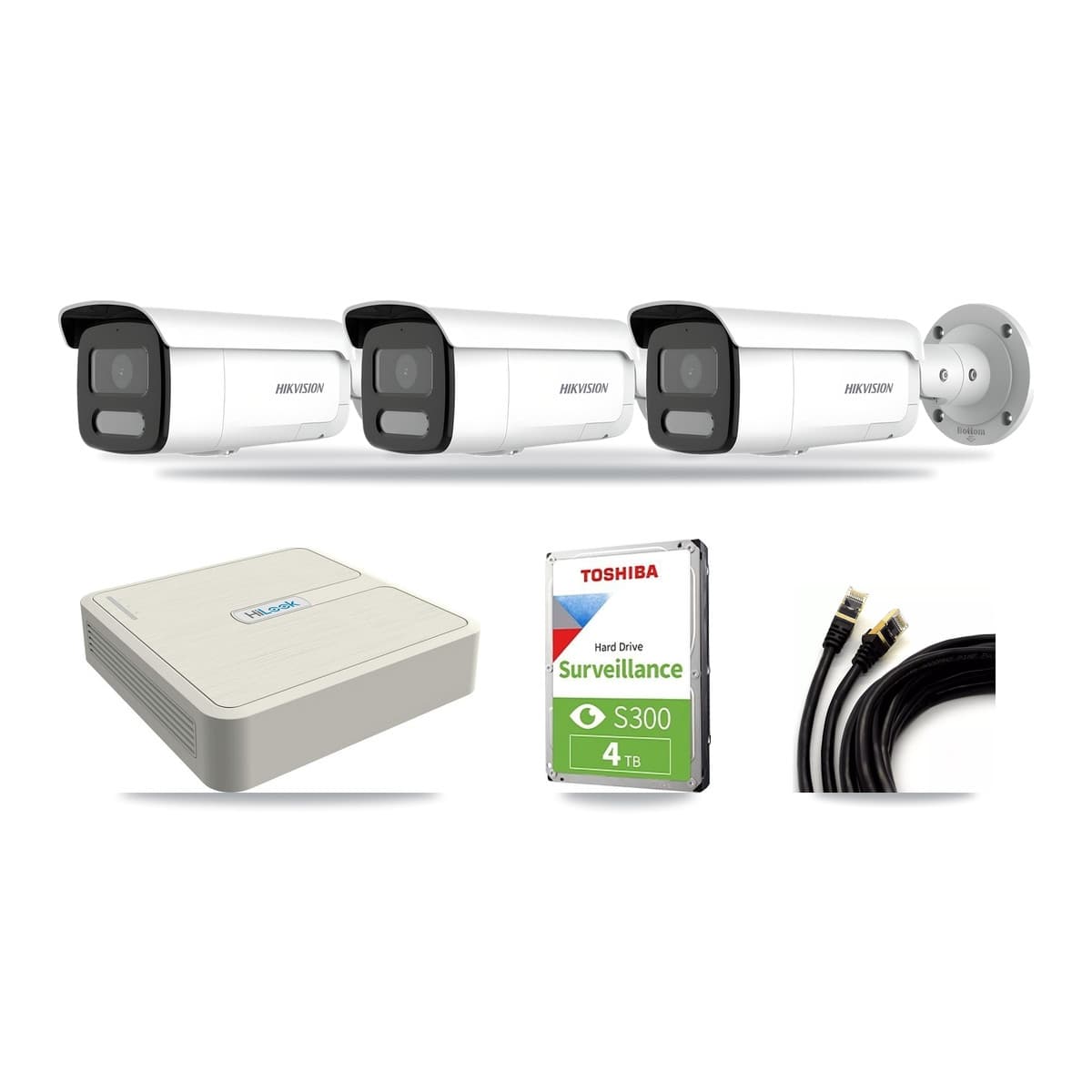 Hikvision & HiLook 8-Channel 4MP CCTV Kit — 3 Bullet Cameras + 4TB Recording (NVR-108H-D Recorder) - Image 1