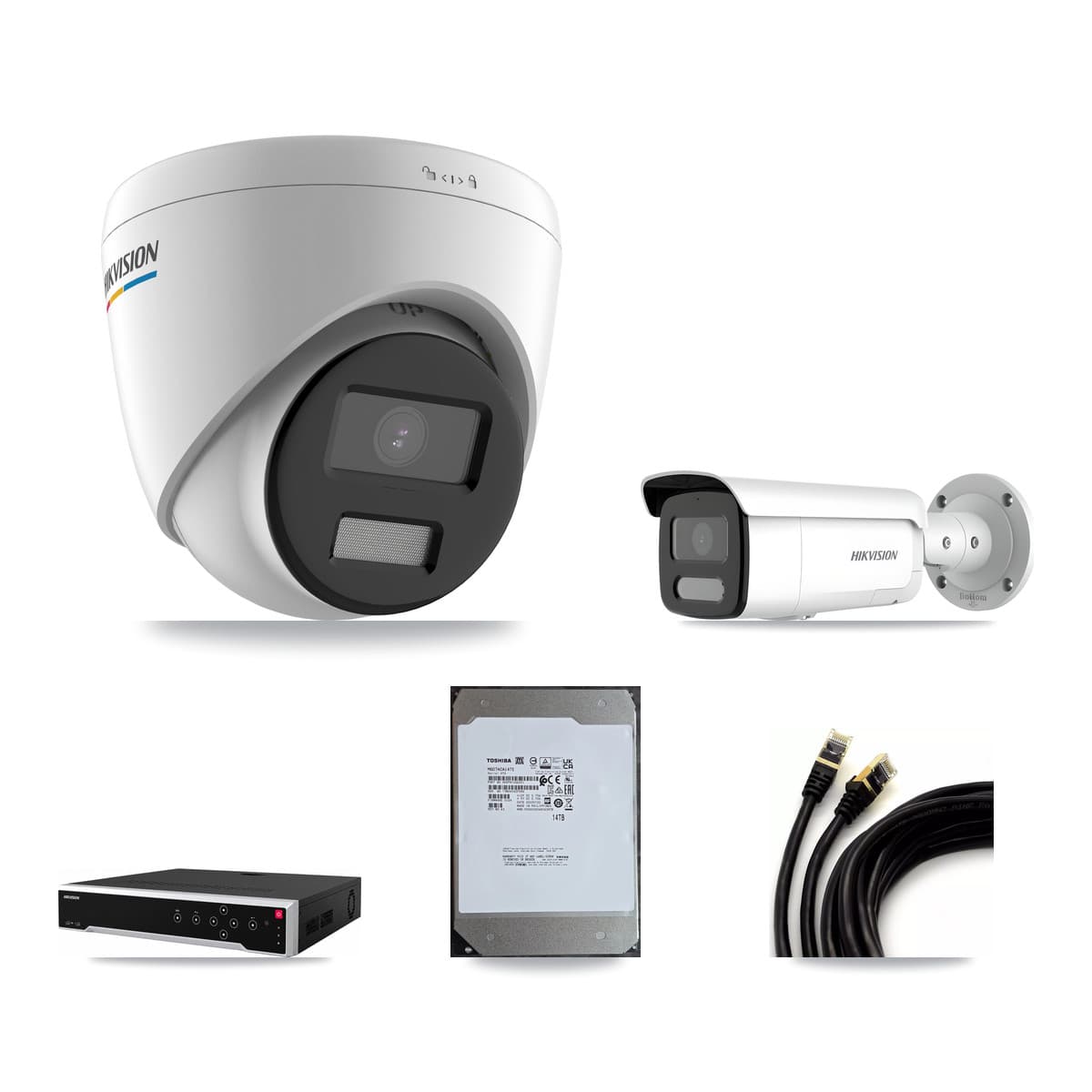Hikvision 32-Channel 2MP – 4MP CCTV Kit — 11 2MP Turret + 5 4MP Bullet Cameras + 14TB Recording