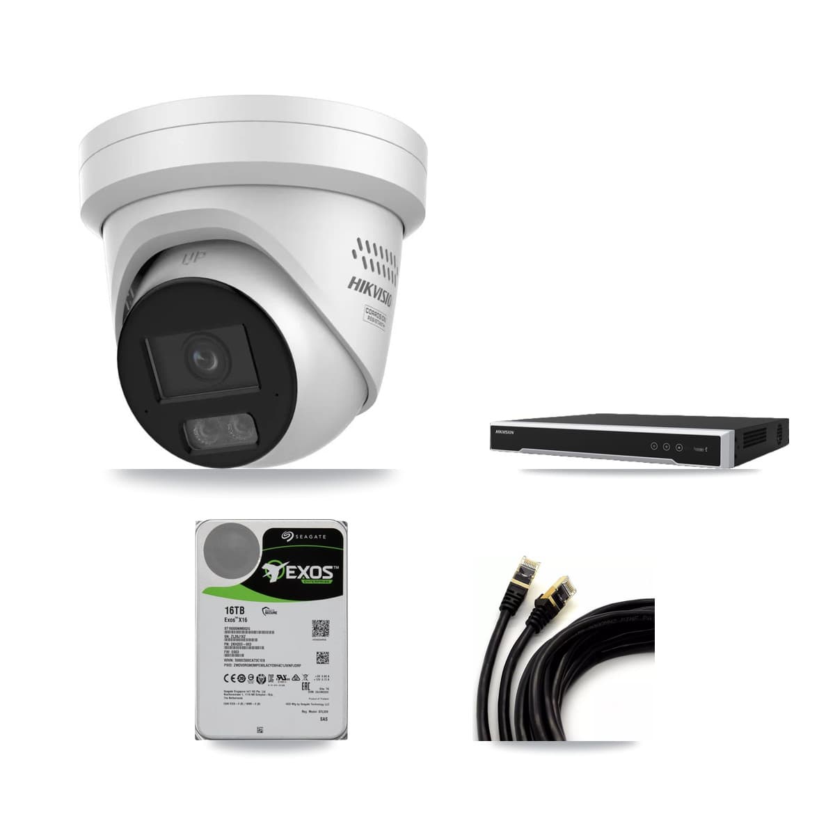 Hikvision 16-Channel 4MP CCTV Kit — 13 DS-2CD2347G3 Turret Cameras + 16TB Recording (DS-7616NI-M2 Recorder)