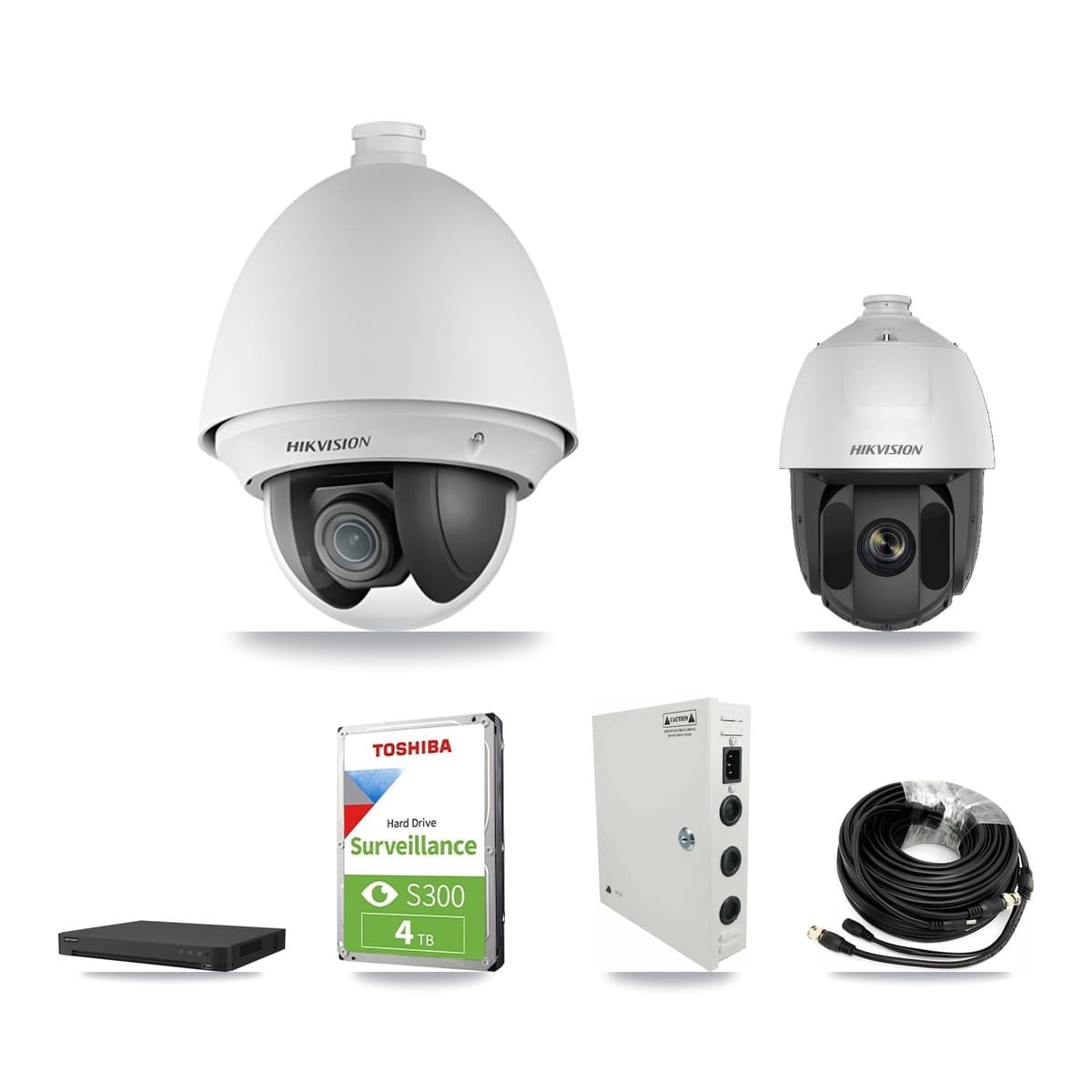 Hikvision 16-Channel 2MP CCTV Kit — 5 DS-2AE4225T + 1 DS-2AE5225TI PTZ Cameras + 4TB Recording (IDS-7216HUHI Recorder)