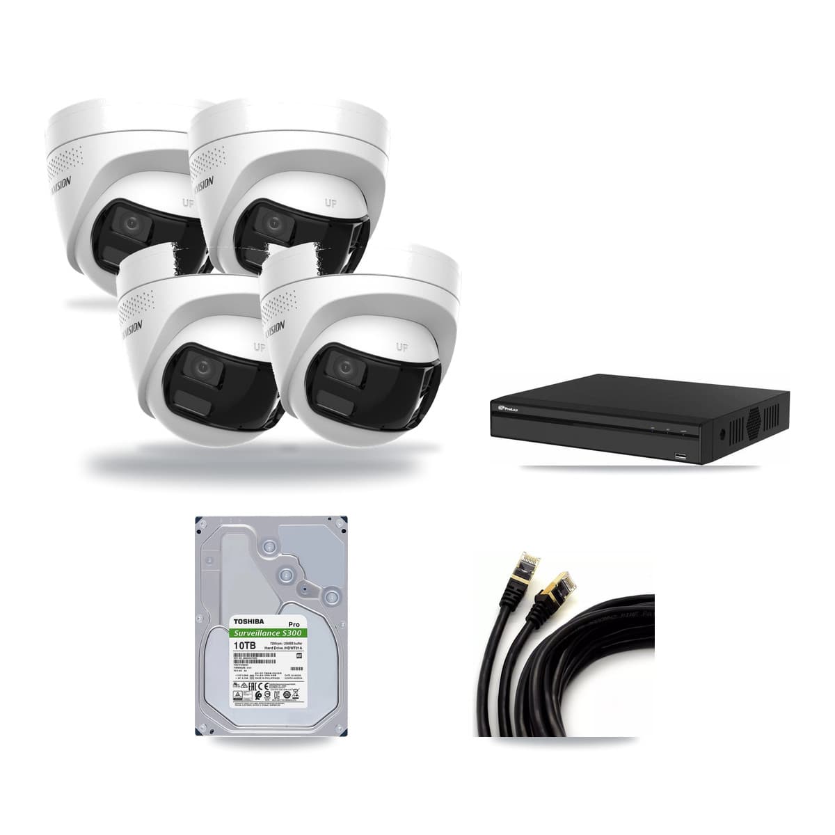 Prolux 4-Channel 4K CCTV Kit — 4 Turret Cameras + 10TB Recording - Image 1