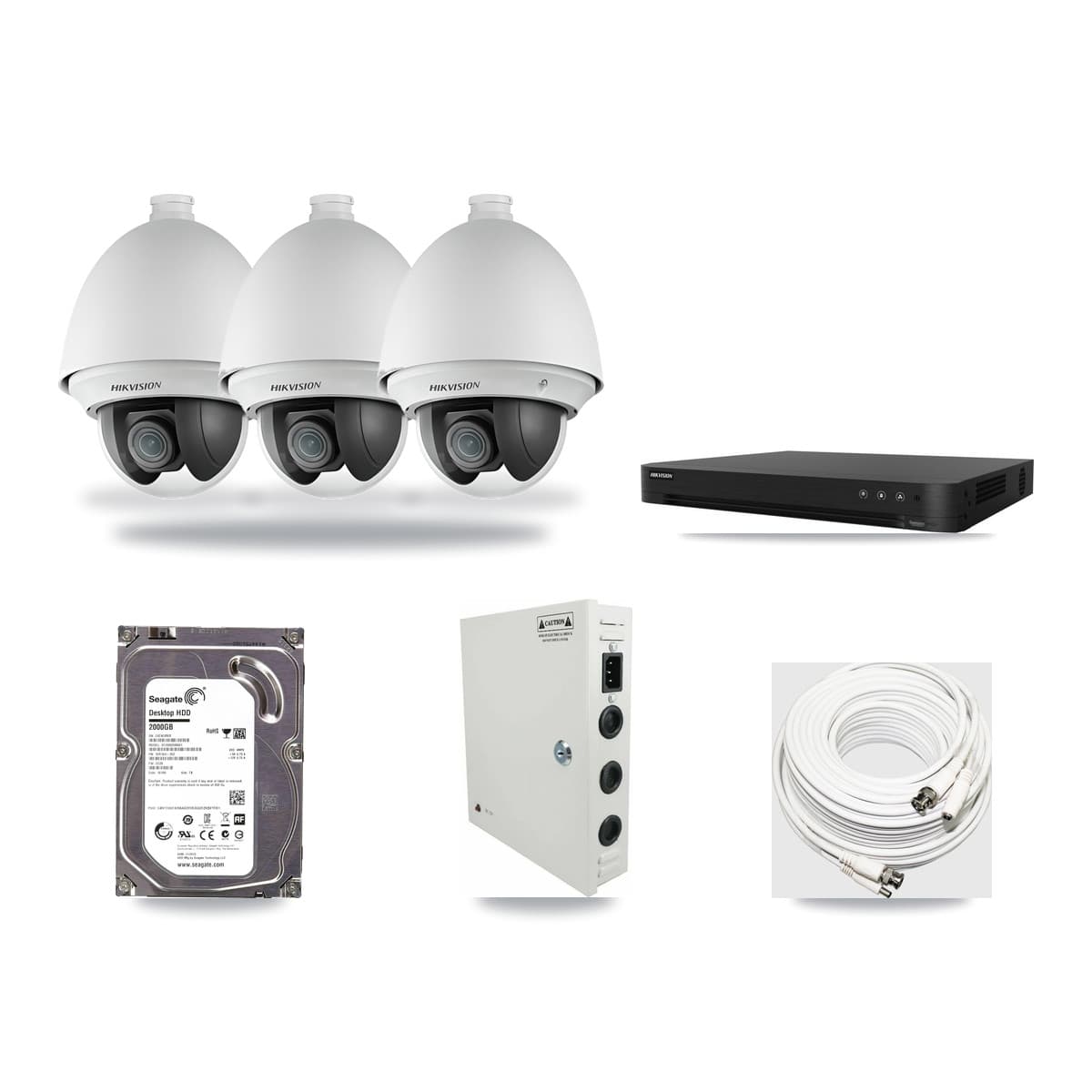 Hikvision 16-Channel 2MP CCTV Kit — 3 PTZ Cameras + 2TB Recording (DS-7216HGHI Recorder) - Image 1