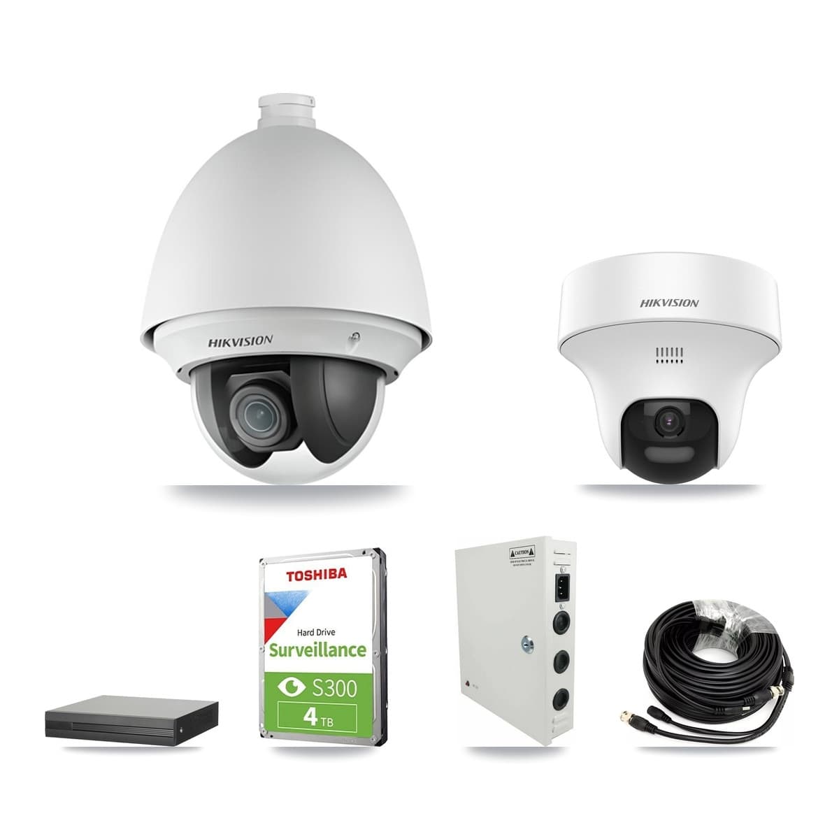 Hikvision 16-Channel 2MP – 5MP CCTV Kit — 2 DS-2AE4225T 2MP PTZ + 2 DS-2CE70K0T 5MP Turret Cameras + 4TB Recording