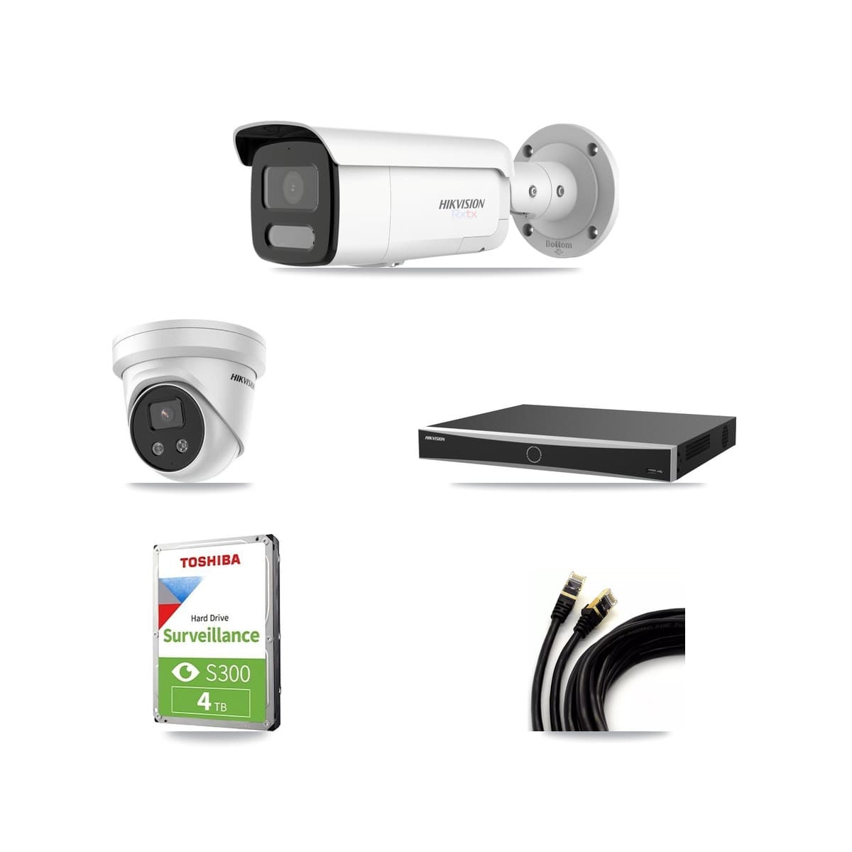 Hikvision 16-Channel 5MP – 4K CCTV Kit — 1 White 4K Bullet + 1 5MP Turret Cameras + 4TB Recording (DS-7616NXI Recorder)