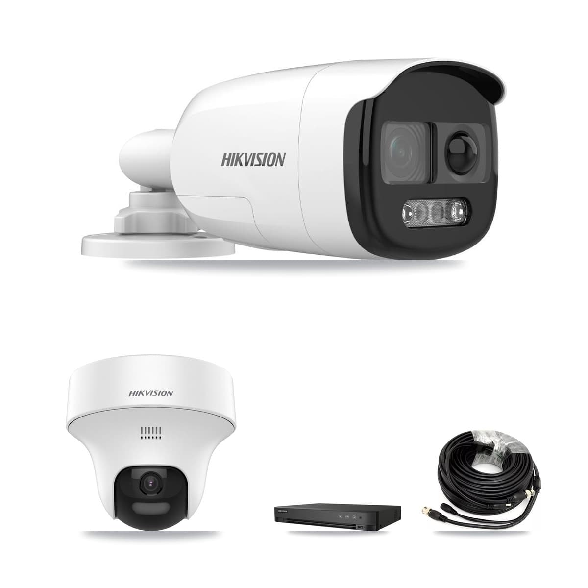 Hikvision 4-Channel 5MP CCTV Kit — 1 DS-2CE12KF3T Bullet + 1 DS-2CE70K0T Turret Cameras + 3TB Recording (IDS-7204HUHI Recorder)