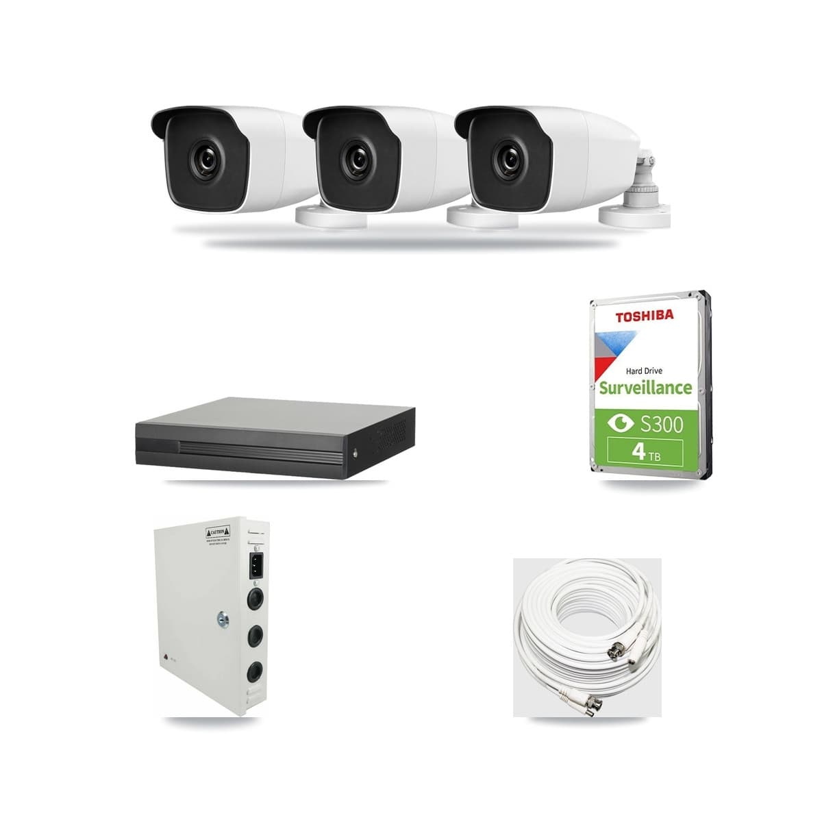 4-Channel 3MP CCTV Kit — 3 HiLook Bullet Cameras + 4TB Recording - Image 1