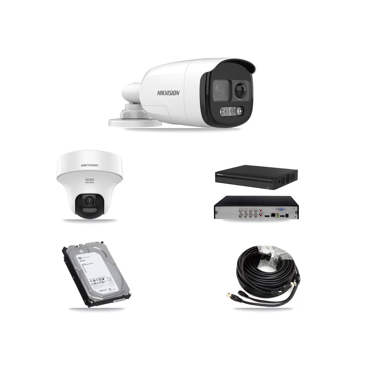 Hikvision & Prolux 8-Channel 5MP CCTV Kit — 4 DS-2CE12KF3T Bullet + 1 DS-2CE70K0T Turret Cameras + 6TB Recording