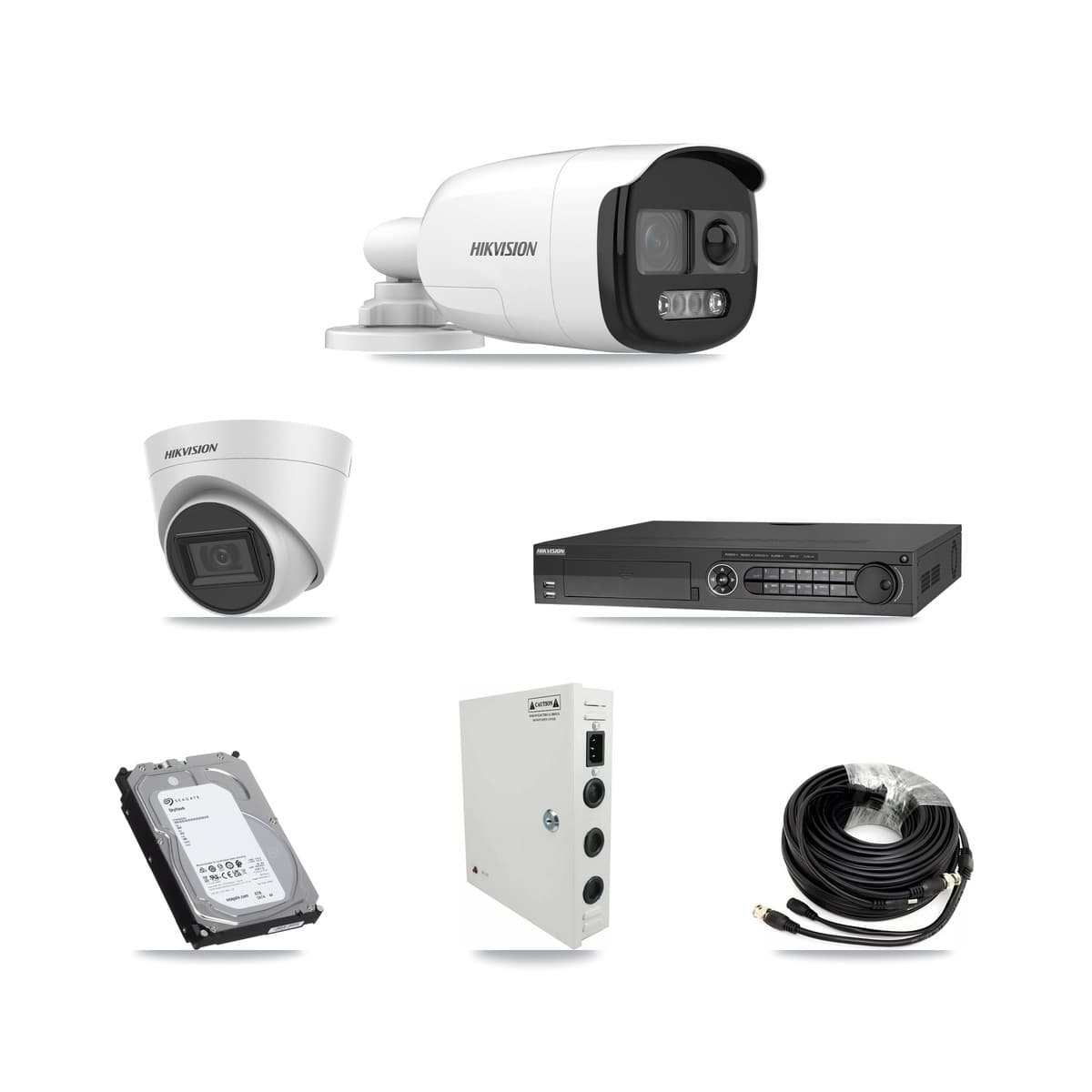 Hikvision 32-Channel 5MP CCTV Kit — 11 Bullet + 5 White Turret Cameras + 3× 6TB Recording