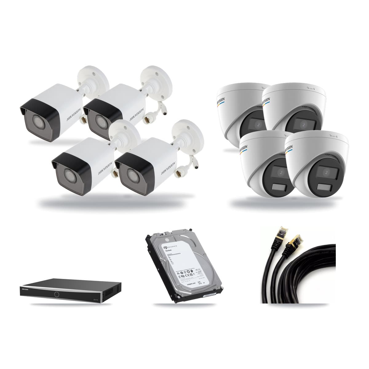 Hikvision 16-Channel 2MP – 5MP CCTV Kit — 4 5MP Bullet + 4 2MP Turret Cameras + 6TB Recording (DS-7616NXI Recorder) - Image 1