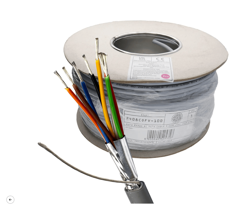 CQR CABTP2X2/GY/LSF100 Belden Equivalent LSZH Data Cable, Type 8723, 2 Individually Screened Pairs, CPR Euroclass Eca, 100m Reel, Grey
