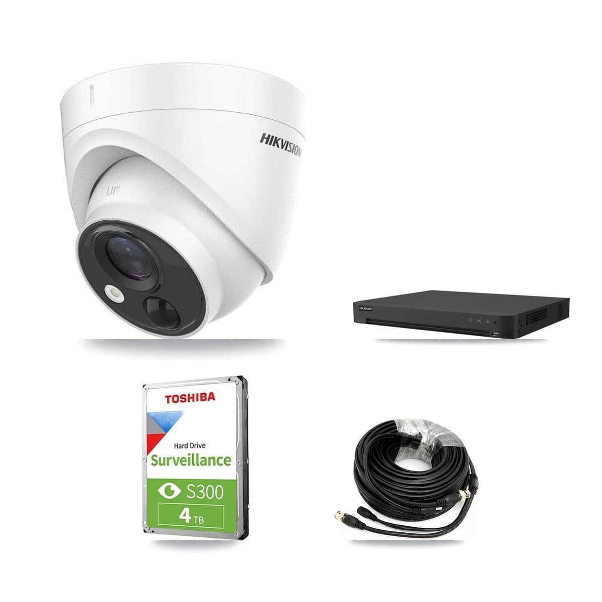 Hikvision 32-Channel 5MP CCTV Kit — 3 DS-2CE71H0T Turret Cameras + 4TB Recording (IDS-7232HQHI Recorder)