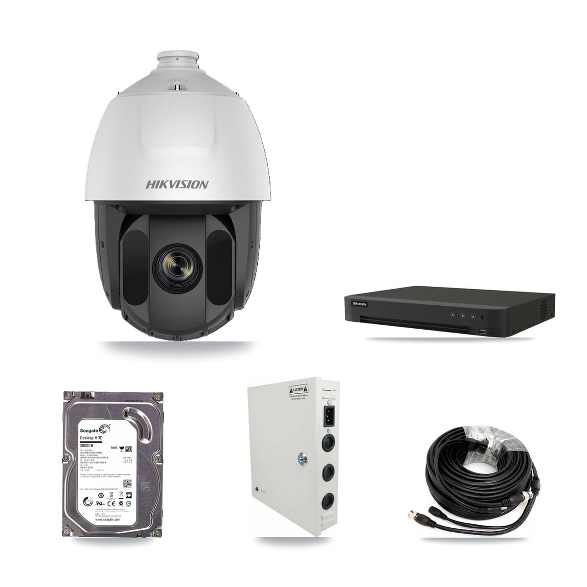 Hikvision 8-Channel 2MP CCTV Kit — 3 DS-2AE5225TI-A-E PTZ Cameras + 2TB Recording (IDS-7208HUHI-M1/XT Recorder) - Image 1