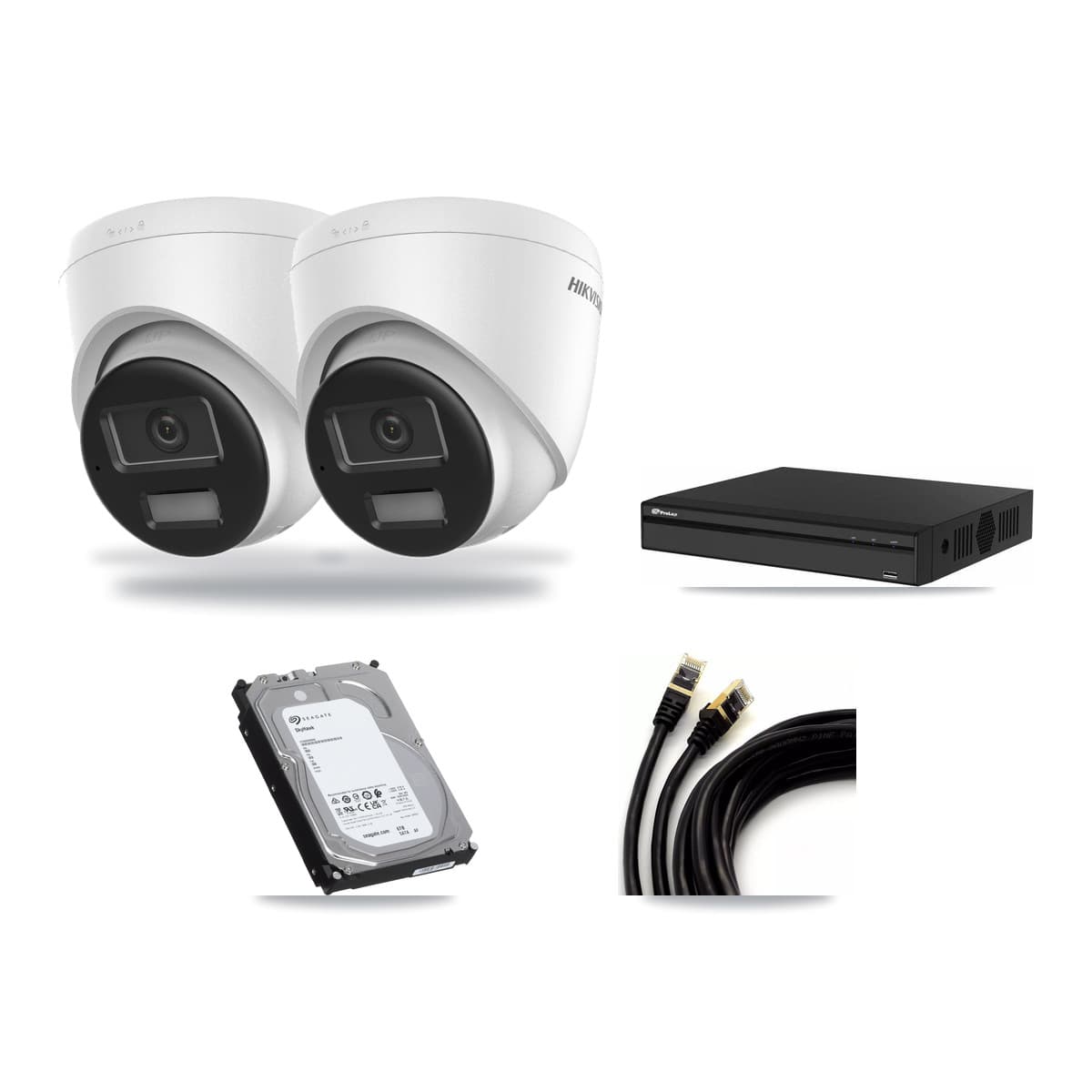 Hikvision & Prolux 4-Channel 4K CCTV Kit — 2 DS-2CD1383G2-LIUF/SL Turret Cameras + 6TB Recording (PXN-2104HS-4P-4K Recorder) - Image 1