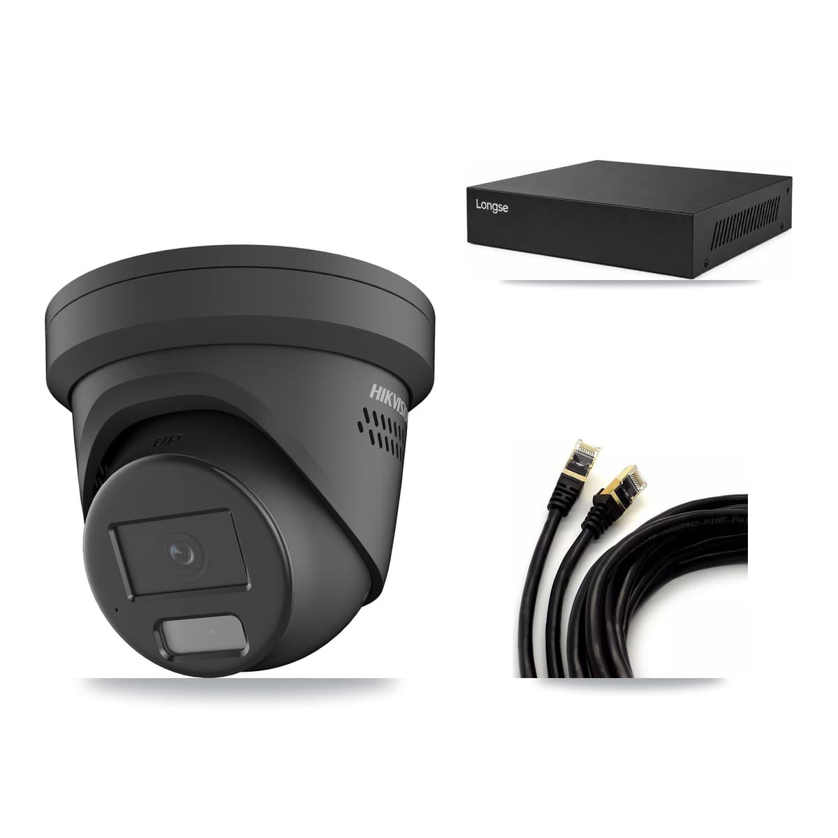 Hikvision & Longse 8-Channel 4MP CCTV Kit — 6 Black Turret Cameras + 8TB Recording