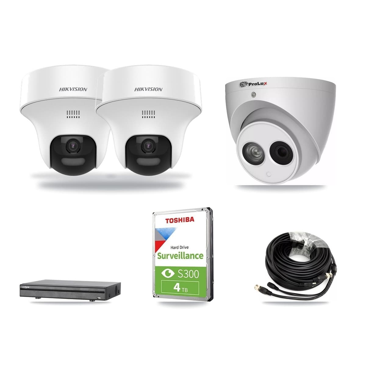 8-Channel 4MP – 5MP CCTV Kit — 2 DS-2CE70K0T 5MP + 1 PXC-612C4W-A 4MP Turret Cameras + 4TB Recording (DH-XVR5108H Recorder) - Image 1