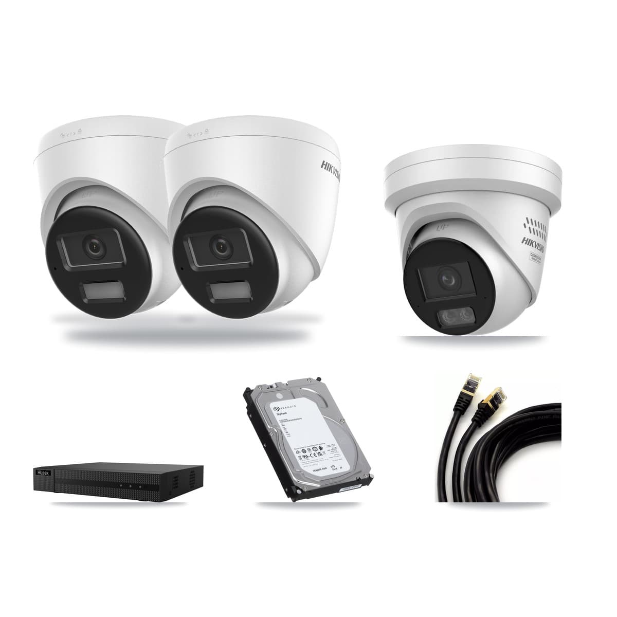 Hikvision & HiLook 8-Channel 4MP – 4K CCTV Kit — 2 4K + 1 4MP Turret Cameras + 6TB Recording - Image 1