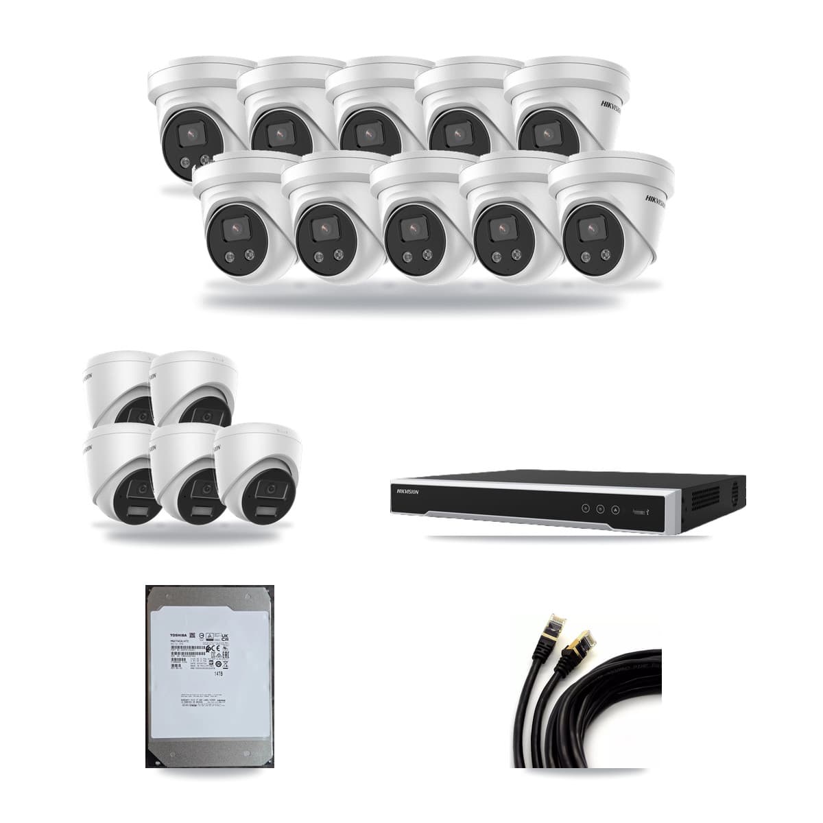 Hikvision 16-Channel 4MP – 5MP CCTV Kit — 5 4MP + 10 5MP Turret Cameras + 14TB Recording - Image 1