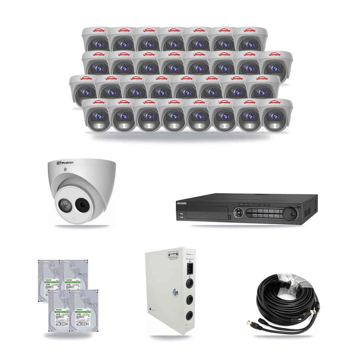 32-Channel 4MP – 5MP CCTV Kit — 1 4MP Turret + 31 5MP Cameras + 4× 10TB Recording - Image 1